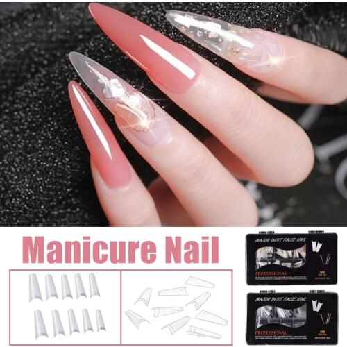 500pcs DIY False Nails Clear White French Full Cover Manicure Nail Extension Fake Tips Nails Brush Set nail tips 500 pcs ongle
