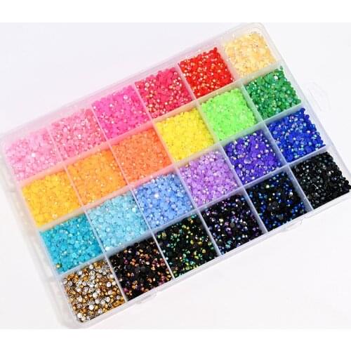 7500-24000Pc(3/4/5mm) Nail Round Beads Rhinestones Crystals Glass AB Resin Stones For Nail Shinny Rhinestone#1box