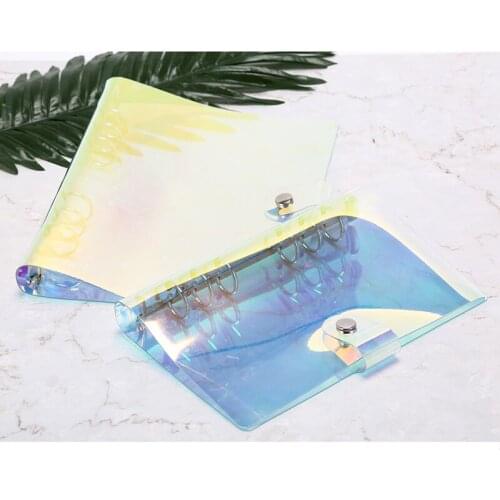A5 A6 Laser Notebook Shell Colorful PVC Transparent Book Spiral Binder Replacement Cover 6 Hole Loose Leaf Notebooks