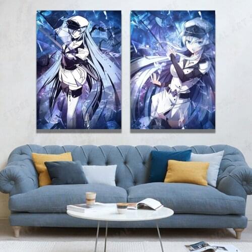 Anime Akame ga KILL! Akame Esdeath Canvas Poster Cartoon Wall Painting Home Decor Collection Art
