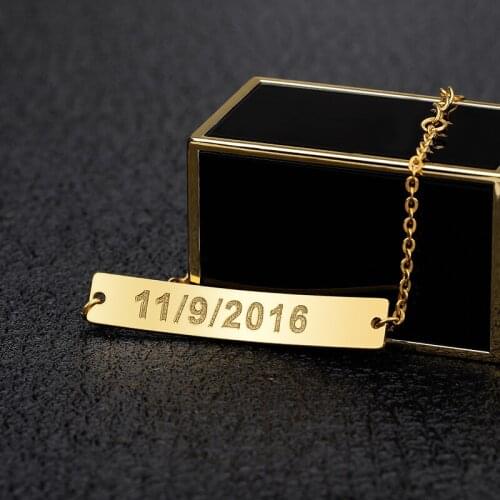 30*8mm Personalized Engraving Name Bracelet Childrens Gold Engraved Coordinate Bangle Jewelry Girl Boy Birthday Gift BFF