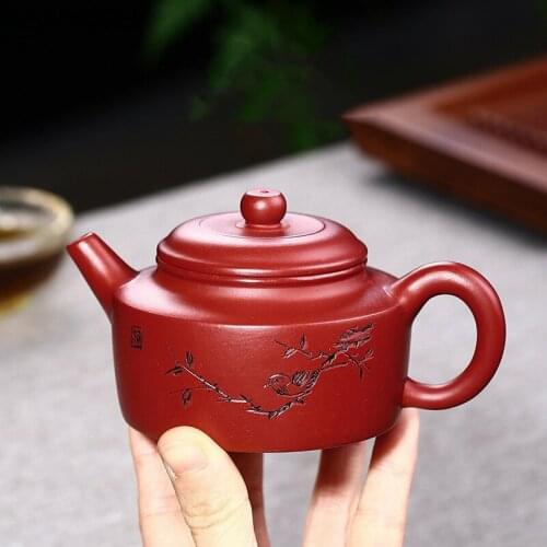 WSHYUFEI Chinese Yixing Zisha Teapot Famous Dahongpao Carved teapot Pure handmade Purple Clay tea set Household kettle 160ml