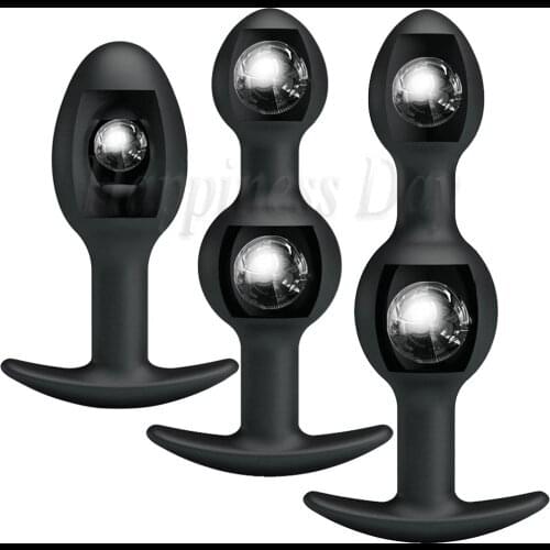 Black Silicone Anal Beads Metal Ball Inside Muscles Trainer Anus Dildos Masturbator Sex Toys Butt Plug Sex Products for Couples
