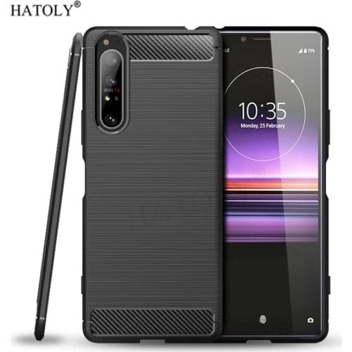 For Sony Xperia 1 II Case Xperia 1 II Soft Silicone Back Cover Shockproof Bumper Carbon Fiber Phone Case For Sony Xperia 1 II