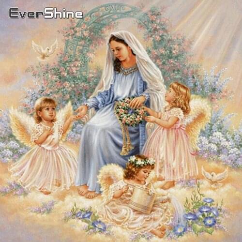 Evershine Diamond Painting Angel Cross Stitch Full Square Rhinestone Diamond Embroidery Full Set Portrait Home Decoration Gift