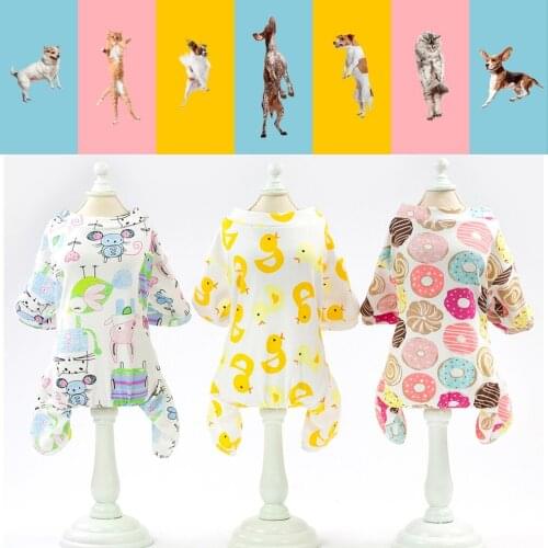 Dog Cotton Romper Pajamas Costume Pint Dog Jumpsuits Clothes Puppy Clothing for Dog Rompers BathrobeTeddy Cat Clothes