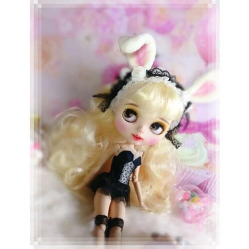 4pcs/set cute rabbit dress set rabbit hair band +strap dress + Panties + stocking for blyth 1/6 dolls Accessories clothes