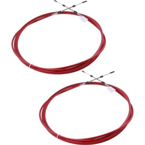 2pcs Red 17 Ft Marine Control Lever Cable for Boat Engine Inboard Throttle