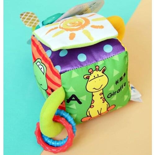 Baby Cube Rattles Toy Soft Cloth Doll Plush Rattle Cartoon Animal Strollers For Dolls Mobile Toys For Baby