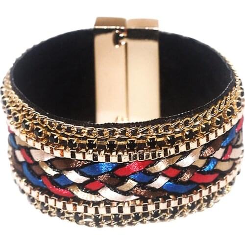 Magnetic wrap bracelet brazilian wide Magnetic bracelet,braided style bracelet with magnetic clasp B1595