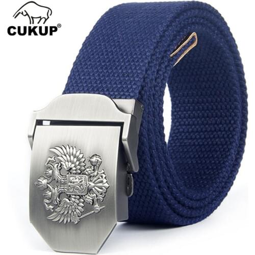 CUKUP Unisex Design Russian National Emblem Alloy Buckle Military Army Tactical Belts Men Quality Canvas Belts for Women CBCK099