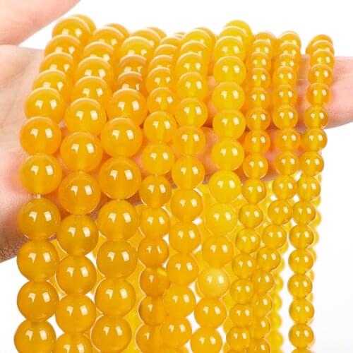 Natural Stone Yellow Agates Onyx Round Loose Spacer Bead For Jewelry Making DIY Charm Bracelet Accessories Strand 4/6/8/10/12MM