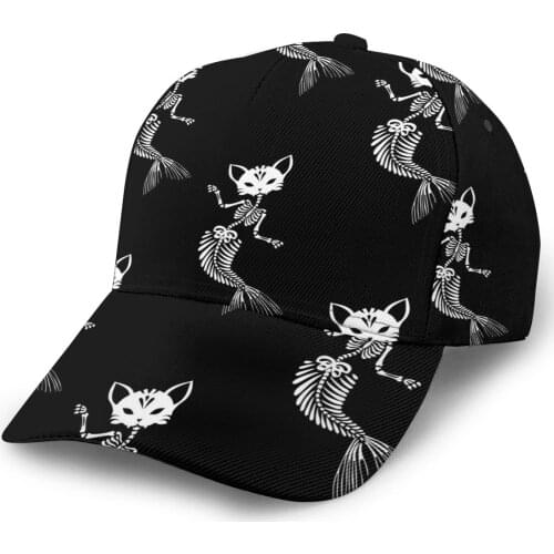 2021 New Baseball Cap Fishing Caps Men Outdoor Hunting Hat Hiking Hat Skeletons Cat With Tail Of Mermaid Pattern