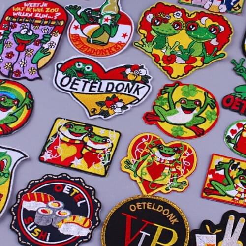 Oeteldonk Full Embroidered Frog Carnival For Netherland Iron On Patches for Clothes Embroidered Patches for Clothing Set Sticker