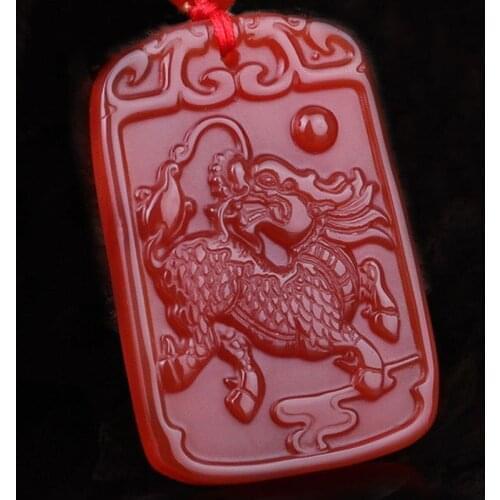Open natural red manao Kirin brand pendant I ordered the birth of evil men and women necklace