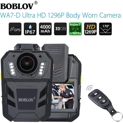 BOBLOV WA7-D Body Worn Camera HD 1296P Wearable Camera DVR Video Recorder Security Cam With Remote Control police camera