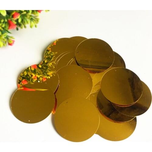 50g 50mm Flat Round Golden Sequins For Crafts Sewing Accessories With 1 Side Hole Dark Gold Confetti Spangles