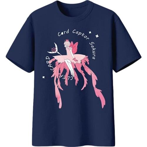Brdwn Card Captor Sakura CLEAR CARD Unisex Sakura Cosplay T-shirt Short Sleeve Tee Cotton Tops