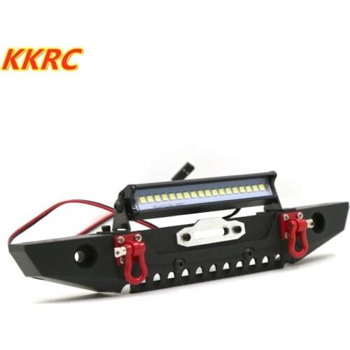 Adjustable Metal Front Bumper With Light Bar for 1/10 RC Crawler Traxxas TRX4 Defende Axial SCX10 SCX10 II 90046 90047