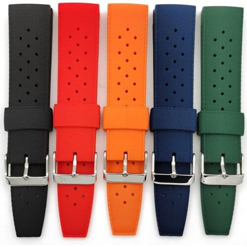 20mm 22mm Premium-Grade Silicone Rubber Watch Strap Men Diving Waterproof Breathable Wrist Band Bracelet Belt for Seiko SRP777J1