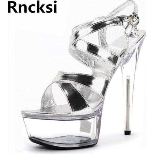 Rncksi Women 15cm Sandals Summer Pole Dance Sandals Party Shoes Night Club Party Sandals 15cm High Heels Platform Dance Shoes
