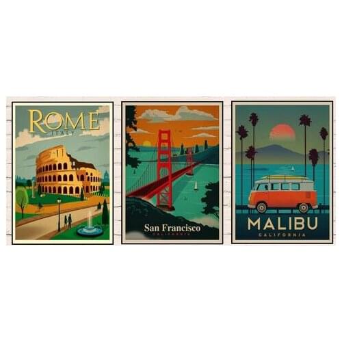 More Style Choose London /Rome/New York/Venice/Istanbul /thailand/havana/Travel Art Print Silk Poster Home Wall Decor 24x36inch