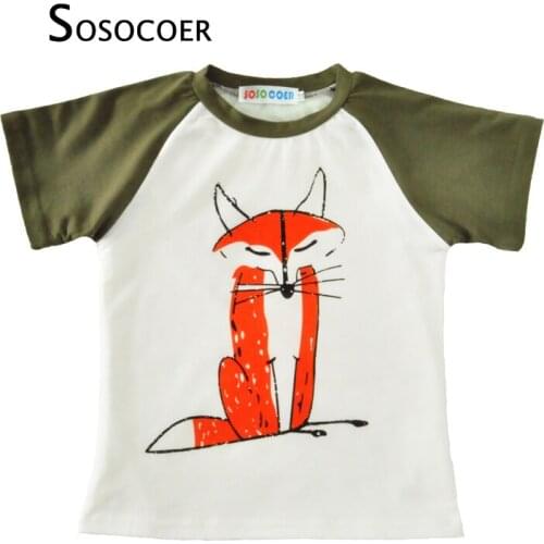 SOSOCOER Boy T Shirt 2017 Cartoon Fox Girl T-shirt Summer Style Fashion Cute Animal Short Sleeve Baby Tshirts Tops Kids Clothes
