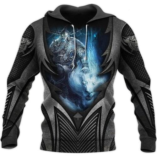 New 3D full-print Armor Viking hoodie men and women casual zipper hoodie fashion autumn and winter street sweatshirt