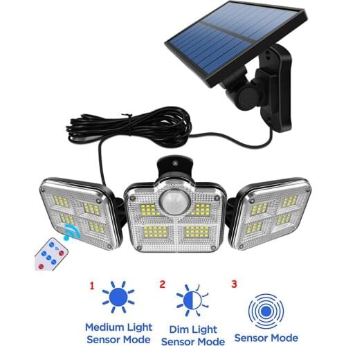 138 led seperable remote Solar Light Outdoor Solar Lamp Motion Sensor Waterproof wall Garden Decoration security Sunlight cable