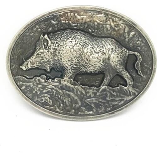 In 2018, the new western cowboy belt buckle antique silver wild boar wearable fashion trend button mens classic clothing access