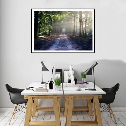 Sunrise Morning Forest Landscape Poster Canvas Print Painting Wall Art Living Room Home Decoration