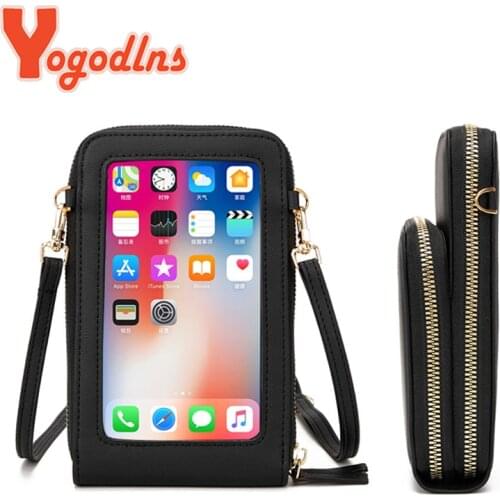Yogodlns 2020New Transparent Crossbody Bag Women Touch Screen Messenger Bag Casual Cellphone Shoulder Bag Travel Lady Wallet sac