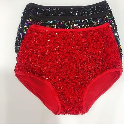 Pole Dance Shorts Women Shiny Sequin Jazz Pants Nightclub Performance Gogo Pole Dancewear Mid-Waist Shorts Stage Costume VDB3179