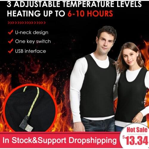 USB Smart Electric Heated Vest Warm 3 Adjustable Temperature Levels Abdomen Back Heating Vest For Outdoor Hiking Cycling Skiing