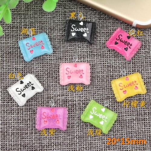 10pcs 20X15MM Mix DIY Resin sweet sugar candy charms fake food kawaii cabochon sticker craft jewelry making ornament decoration