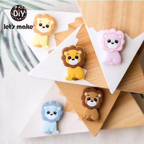 Lets Make Silicone Lion Cartoon Teething Beads 20PC Baby Toys Accessories Silicon Tiny Rodent Pearl Baby Teether For Infants
