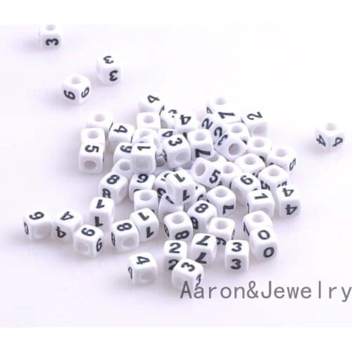 7mm 200pcs white and black Number Cube Acrylic neon Beads For Jewelry making DIY YKL0357