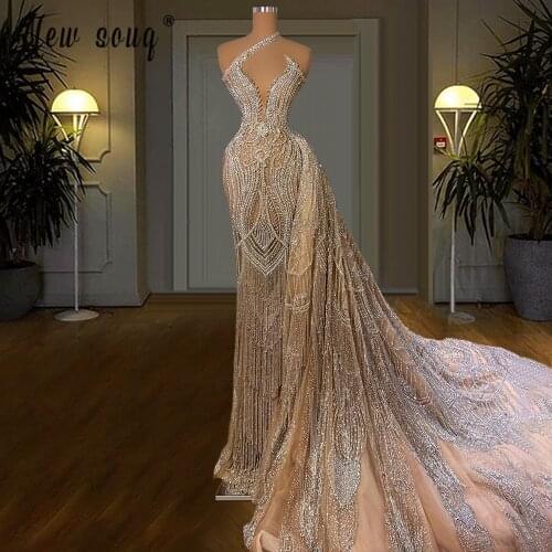4 Designs Full Beading Longue Robes Women Formal Prom Dresses Arabic Celebrity Gown Cocktail Dress Vestidos De Fiesta Pageant