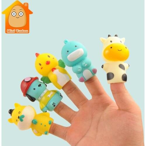 5PCS Kids Animal Finger Puppets Toy Baby Plastic Cute Cartoon Hand Doll Set Early Learning Eductional Toys For Children