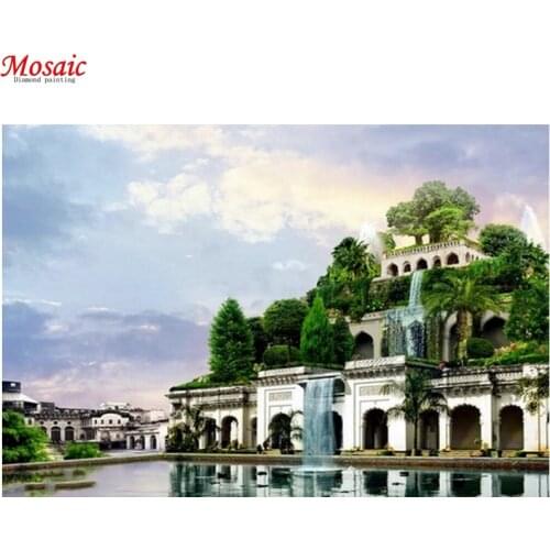 5D DIY Diamond Painting Sky Garden Scenery Cross Embroidery Home Decoration