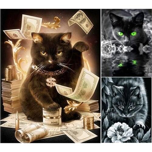 5D DIY Diamond Painting Animal Cat Rhinestone Art Picture Full Square/Round Diamond Embroidery Cross Stitch Mosaic Holiday Gift