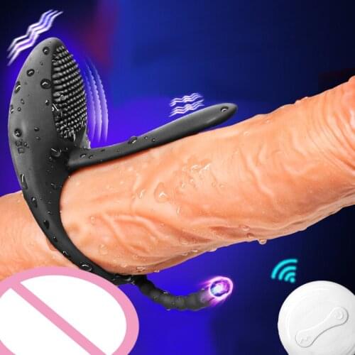 7 Speed Anal and Clitoris Stimulator Penis Vibrator Sperm Lock Strap on G Spot Vibrator Prostate Massager Sex Toys for Men Women