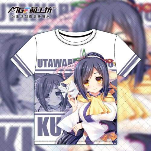 Anime Utawarerumono-Itsuwari no Kamen Kuon Cute Summer T-Shirt Tee Short Sleeve Tops Unisex Cosplay M-XXXL Color White