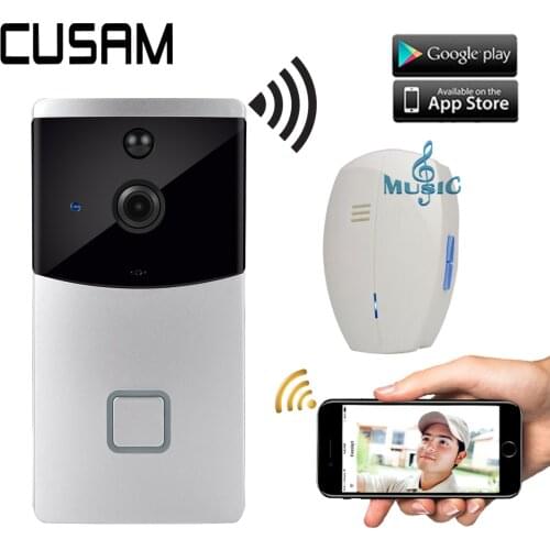 CUSAM Wireless Intercom Video Doorbell Wifi Smart 720P HD Camera Door Phone Bell Two Way Audio Night Vision Motion Sensor