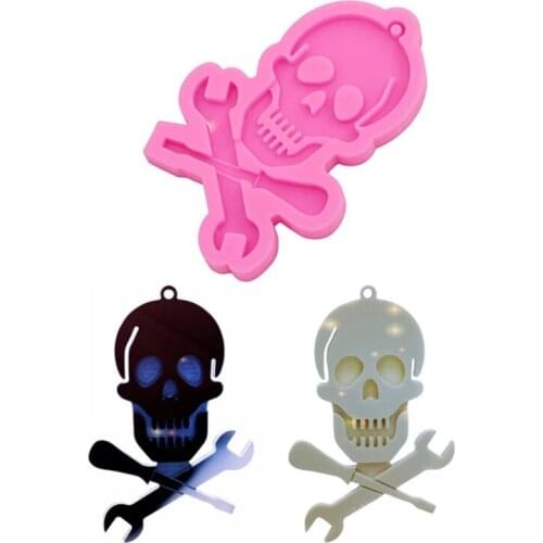 Shiny Skull Wrench Epoxy Resin Mold Keychain Pendant Silicone Mould DIY Crafts Jewelry Necklace Earrings Clay Polymer Tools