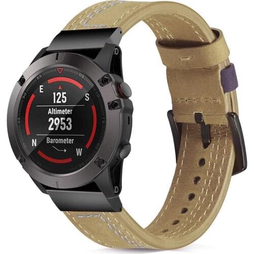 Quick-Fit leather Watch band for Garmin Fenix 6X pro 3 HR 5X plus D2 Bravo Quaitx 3 Tactix Bravo strap 22mm/26mm correa