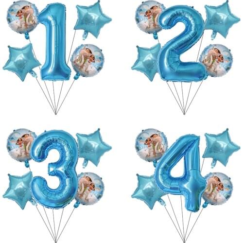 1set Moana balloons 32 inch blue number balloon upplies Cute Princess moana theme birthday party decoration kids toys gifts