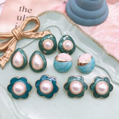 Flowers Round Teardrop Earrings Stud Drip Glaze Alloy Elegant Accessories Brincos Mujer Modern