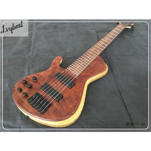Lvybest 6 string electric guitar bass,left hand,black parts.solid flame maple board top,with battery active pickups,free ship