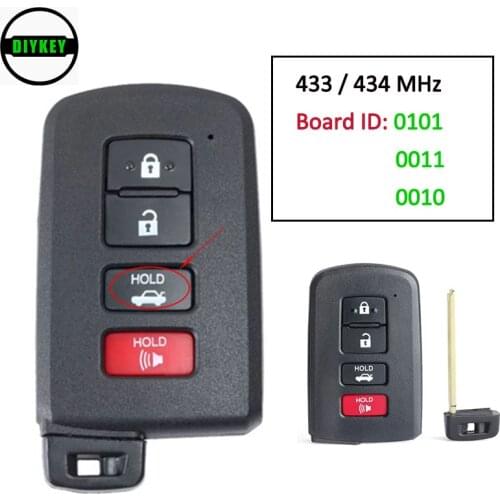 DIYKEY FSK 433MHz 88 Chip Smart Remote Key Fob for Toyota Auris Yaris Hybrid Auris Board ID: 0010 0011 61A651-0101 FCCID: BA7EQ